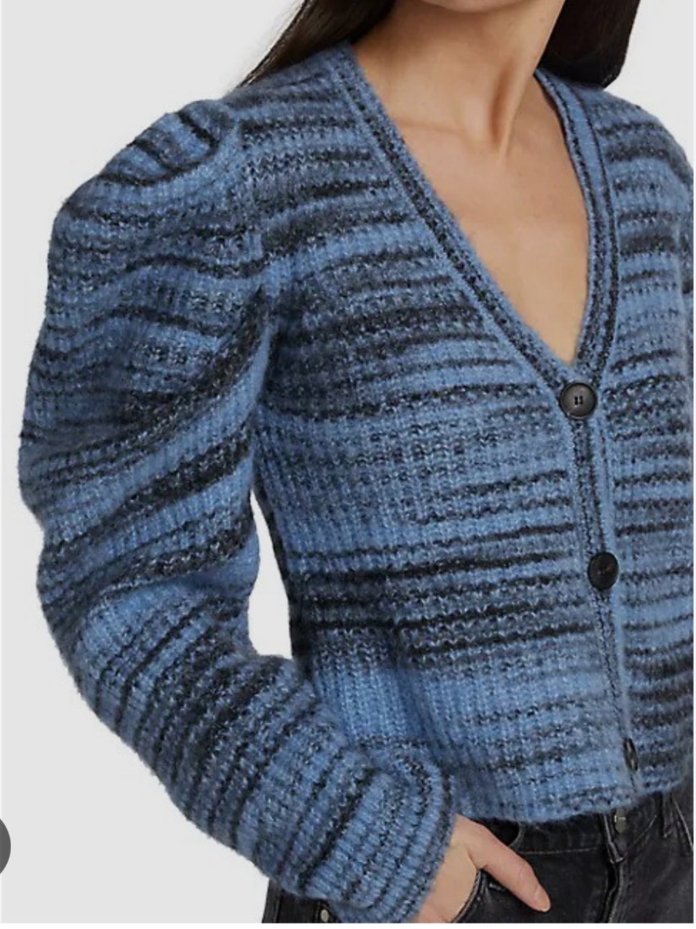 NAADAM Blue & Charcoal Space-Dye V‑Neck Alpaca Cardigan